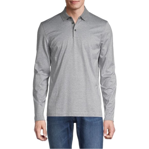 Hugo Boss Other - NWT Hugo Boss Long-Sleeve Cotton Polo Top Silver L